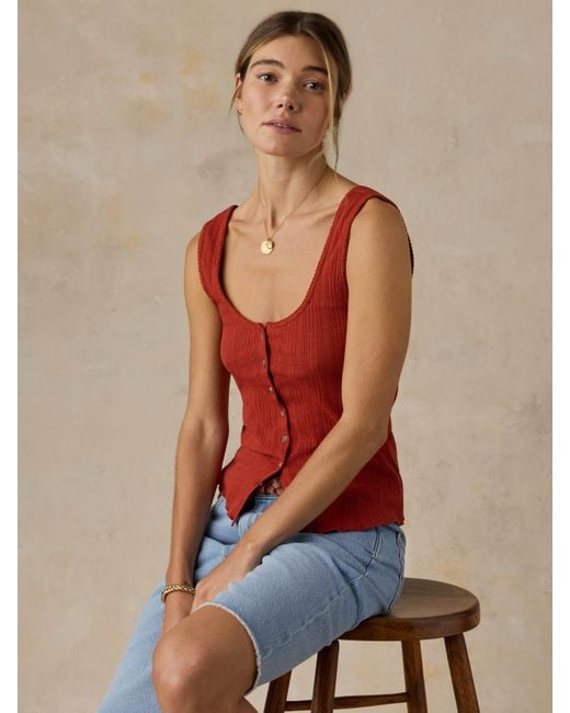 Faherty Brand Red Paradise Pointelle Cami Cardigan