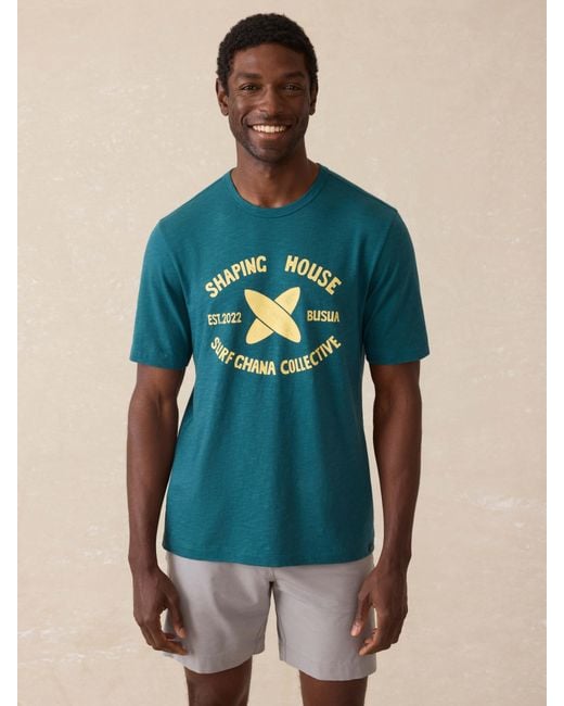 Faherty Brand Blue Surf Ghana Short-Sleeve Shaping House Graphic T-Shirt for men