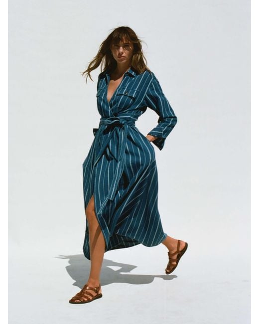 Faherty Brand Blue Island Tide Julia Wrap Dress