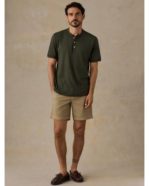 Faherty Brand Green Short-Sleeve Sunwashed Regenerative Henley T-Shirt for men