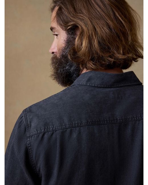 Faherty Brand Blue Tried & True Chambray Workshirt for men