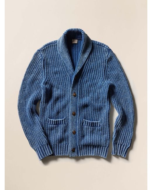 Faherty Brand Blue Chunky Cardigan for men