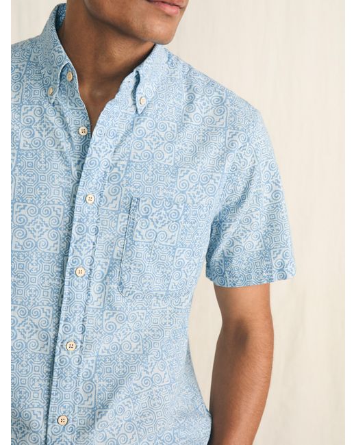 Faherty Brand Blue Short-sleeve Stretch Playa Shirt for men