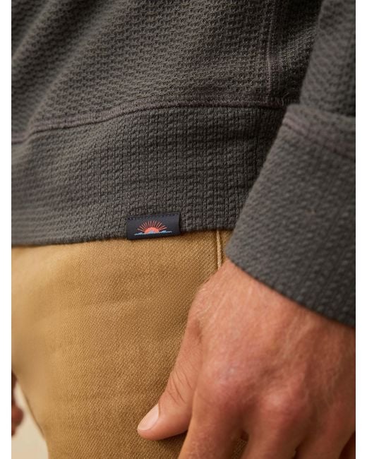 Faherty Brand Gray Textured Knit Quarter Zip for men