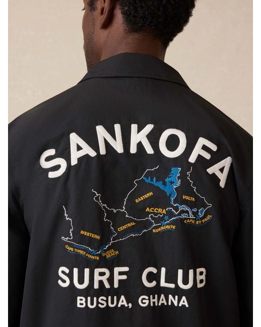 Faherty Brand Blue Surf Ghana Coaches Jacket for men