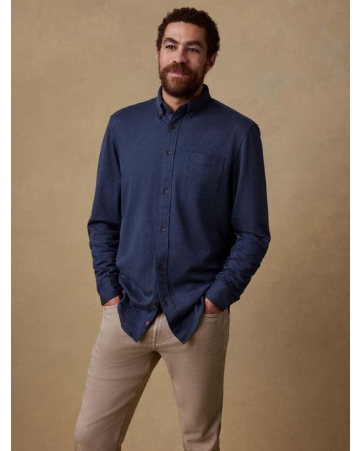 Faherty Brand Blue Coastline Knit Shirt for men