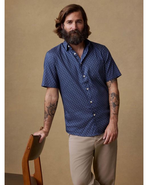 Faherty Brand Blue Short-Sleeve Movement&Trade; Monterey Shirt for men