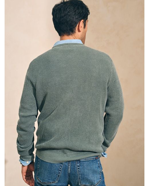 Faherty Brand Gray Sunwashed Crewneck Sweater for men