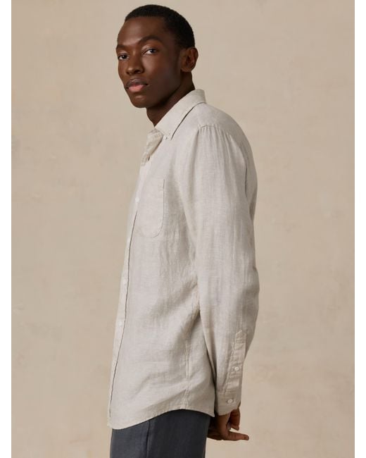 Faherty Brand Natural Sunwashed Linen Shirt for men