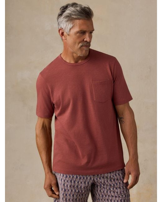 Faherty Brand Red Sunwashed Regenerative Pocket T-Shirt for men
