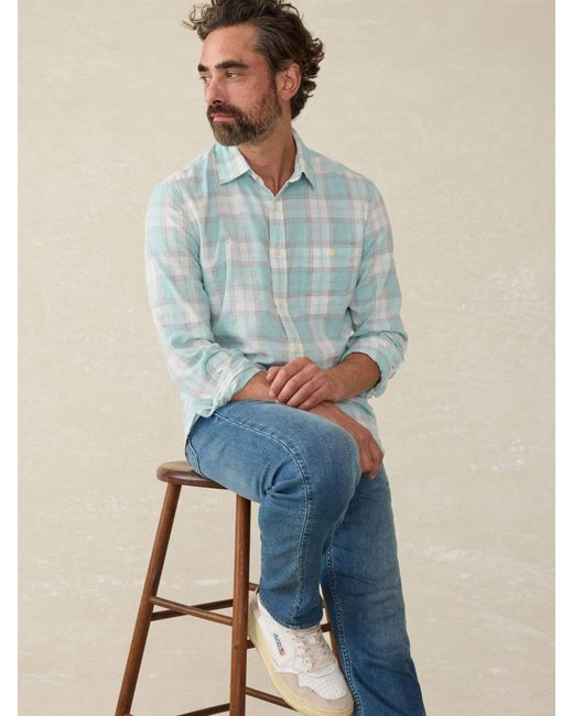 Faherty Brand Blue Delray Shirt for men