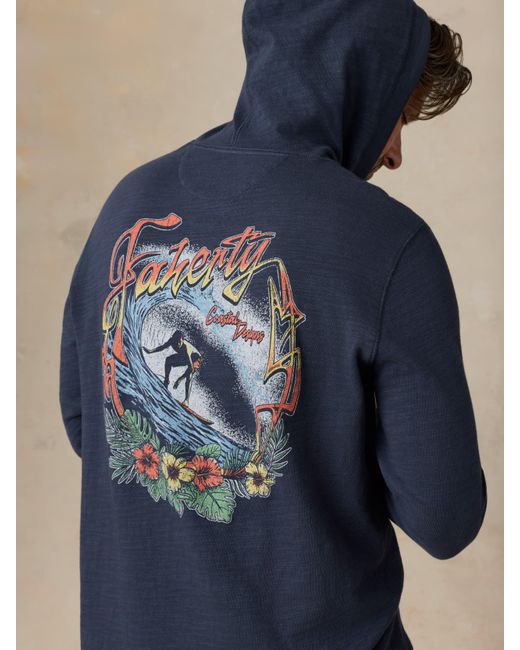 Faherty Brand Blue Sunwashed Organic Graphic Hoodie for men