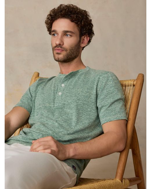 Faherty Brand Green Short-Sleeve Breeze Henley T-Shirt for men