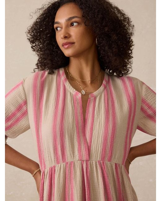 Faherty Brand Pink Dune Cotton Gauze Wesley Dress