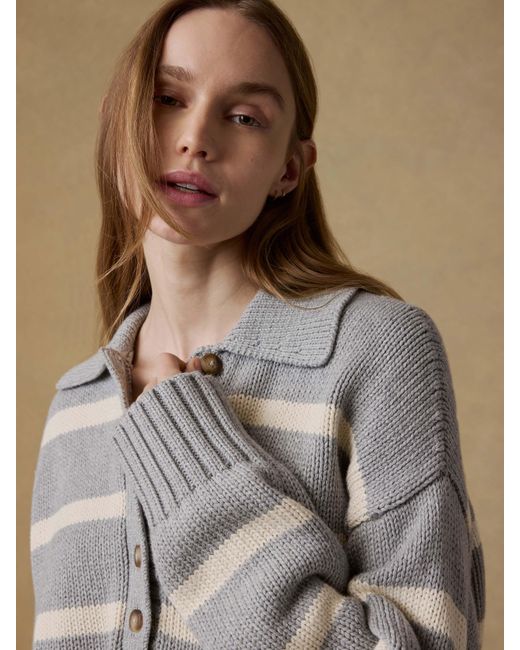 Faherty Brand Natural Sunwashed Cotton Polo Sweater