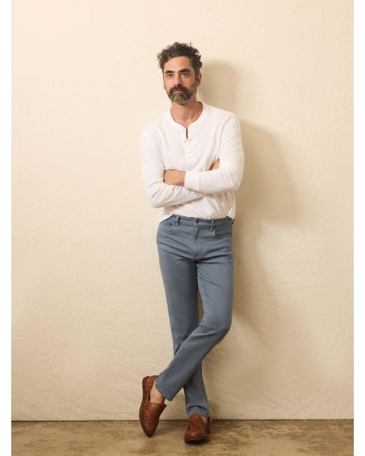 Faherty Brand Blue Stretch Terry 5-Pocket Pants for men