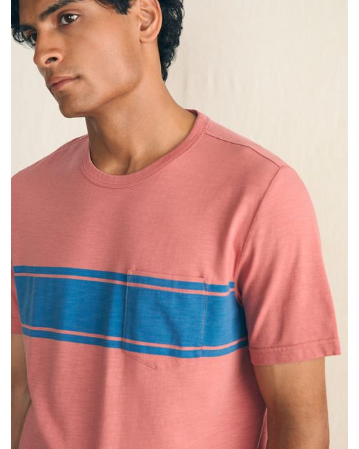 Faherty Brand Multicolor Surf Stripe Sunwashed Pocket T-shirt for men