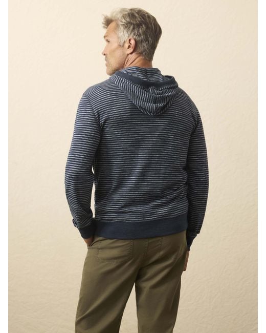 Faherty Brand Blue Sunwashed Organic Hoodie for men
