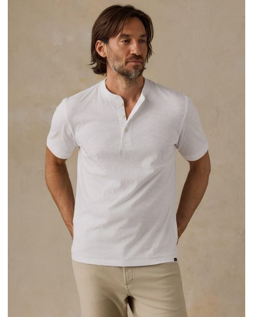 Faherty Brand White Short-Sleeve Sunwashed Regenerative Henley T-Shirt for men