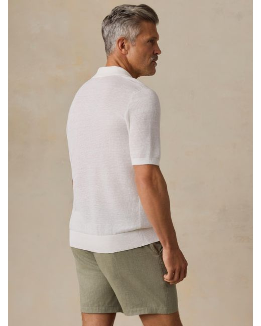 Faherty Brand Natural Short-Sleeve Linen Sweater Polo for men