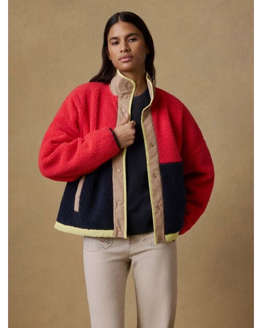 Faherty Brand Red Fireside Fleece Jacket