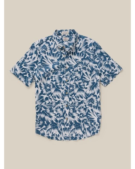 Faherty Brand Blue Short-Sleeve Breeze Shirt for men