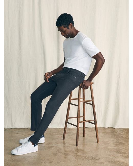 Faherty Brand Blue Stretch Terry 5-Pocket Pants (32" Inseam) for men