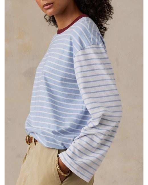 Faherty Brand Blue Sunwashed Long-Sleeve Retro T-Shirt