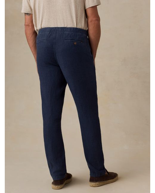 Faherty Brand Blue Linen Drawstring Pants for men