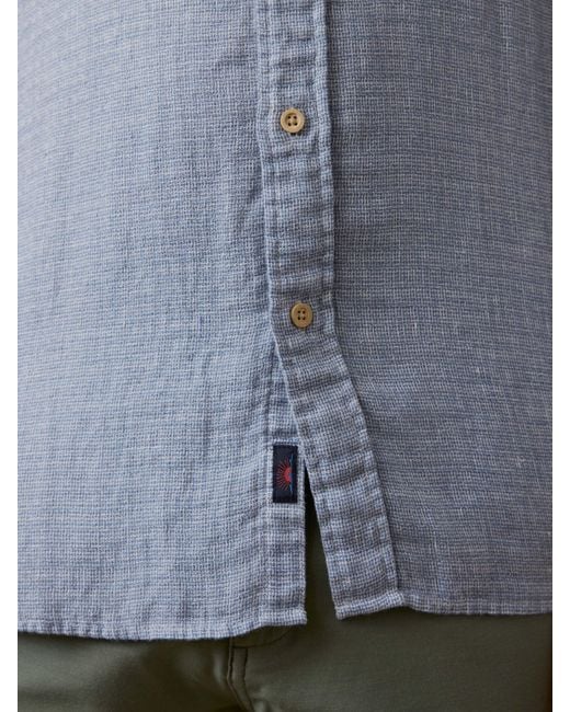 Faherty Brand Blue Short-Sleeve Palma Linen Shirt for men