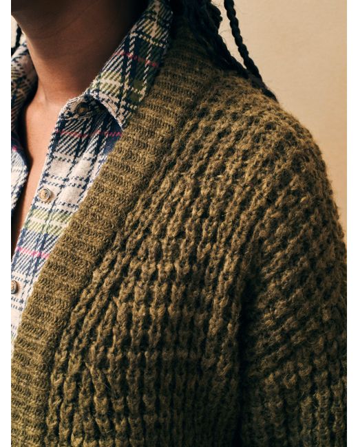Faherty Brand Green Frost Waffle Cardigan