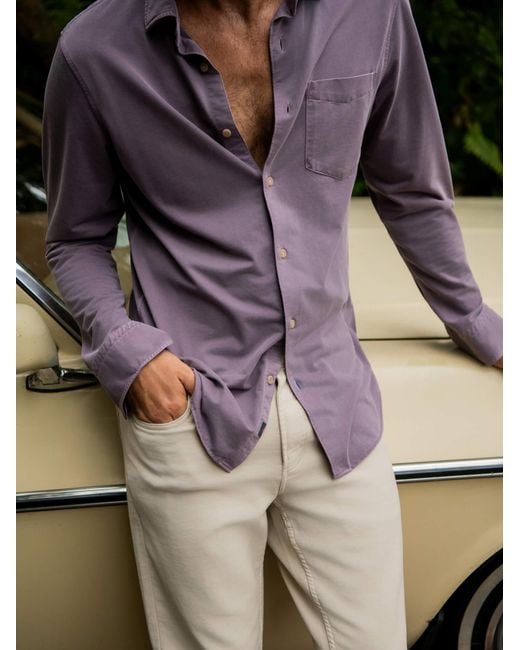 Faherty Brand Purple Costa Piqué Shirt for men