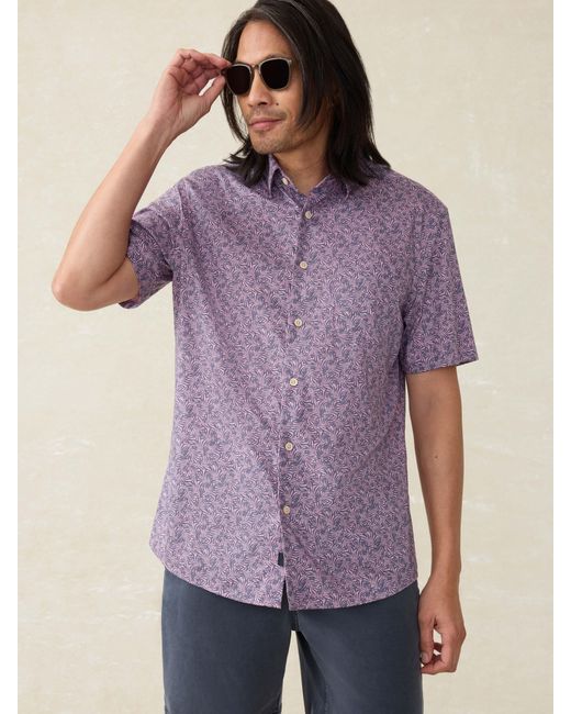 Faherty Brand Purple Short-Sleeve Movement&Trade; Monterey Shirt for men
