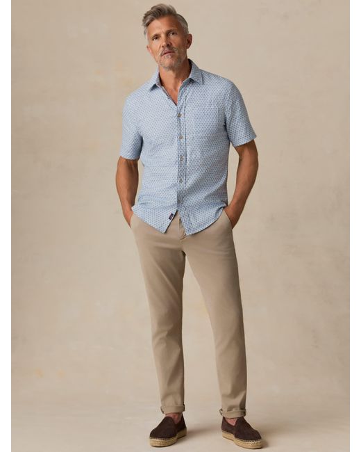Faherty Brand Blue Short-Sleeve Breeze Shirt for men