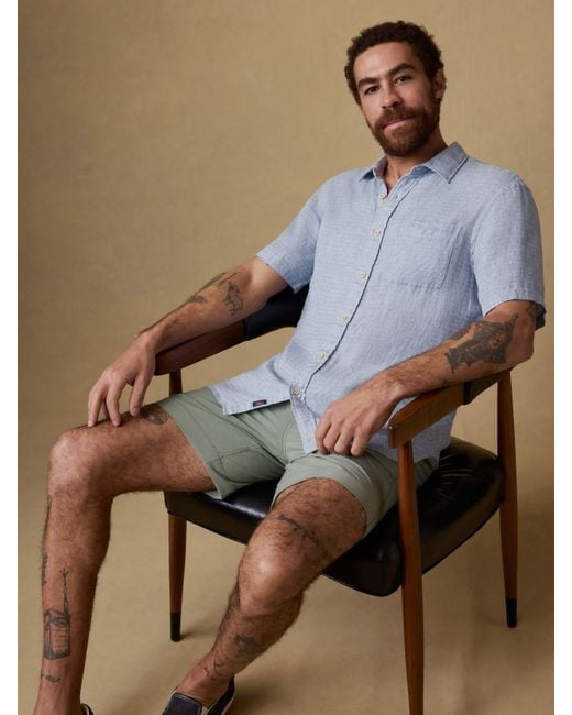 Faherty Brand Blue Short-Sleeve Palma Linen Shirt for men