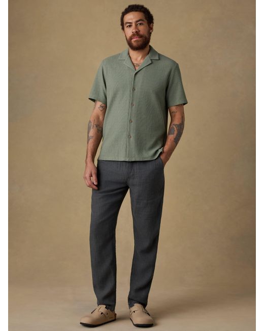 Faherty Brand Black Linen Drawstring Pants for men