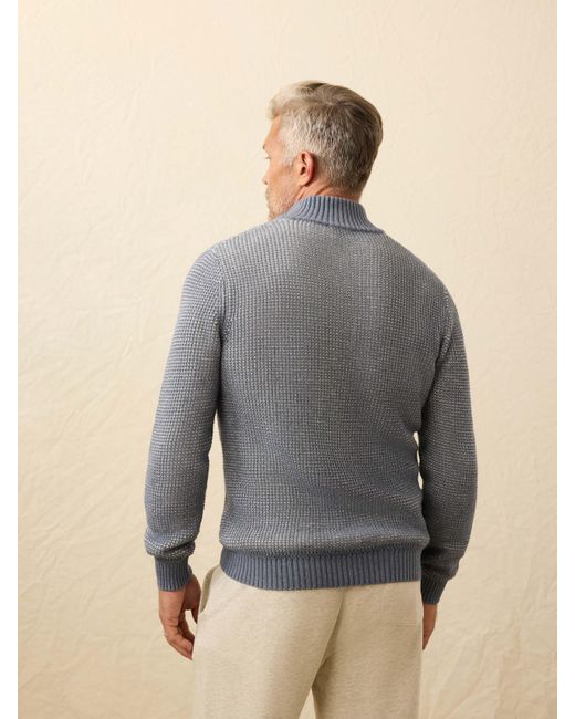 Faherty Brand Gray Quarter Button Sweater for men