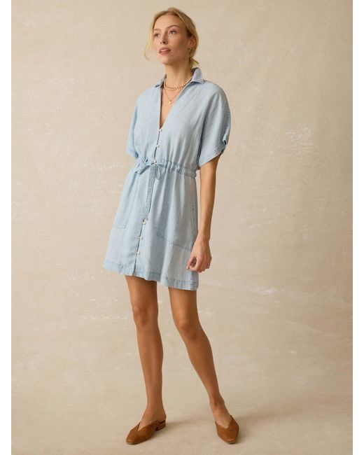 Faherty Brand Blue Tried & True Chambray Oakley Dress
