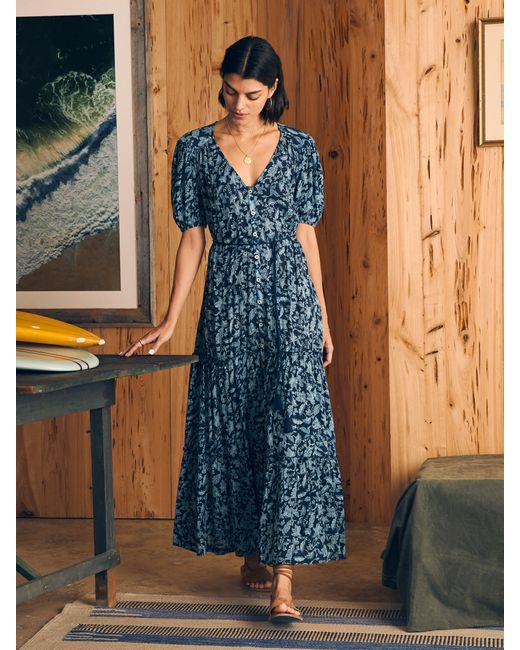 Faherty Brand Blue Orinda Maxi Dress