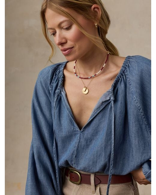 Faherty Brand Blue Tried & True Chambray Nera Top