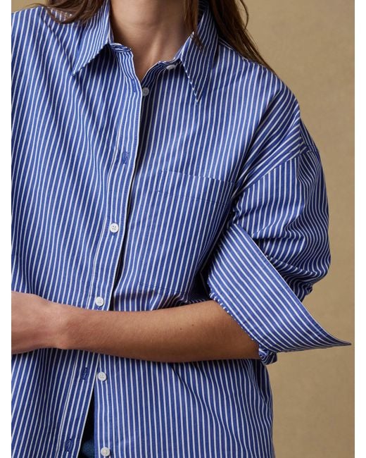 Faherty Brand Blue Coastal Poplin Relaxed Shirt