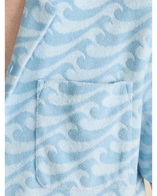 Faherty Short-sleeve Cabana Towel Terry Shirt in Blue for Men | Lyst