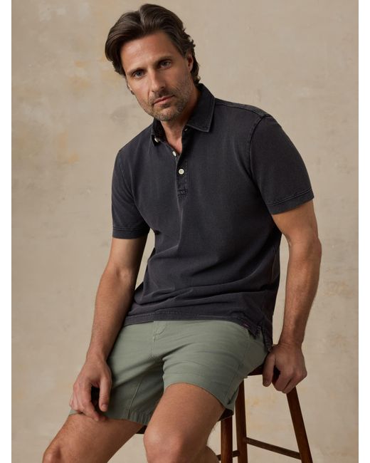 Faherty Brand Blue Short-Sleeve Sunwashed Pique Polo Shirt for men