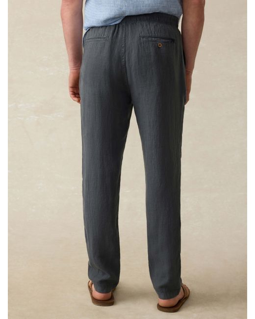 Faherty Brand Black Linen Drawstring Pants for men