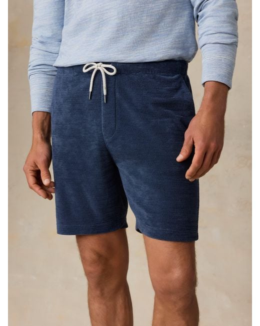 Faherty Brand Blue Cabana Towel Terry Sweatshort for men