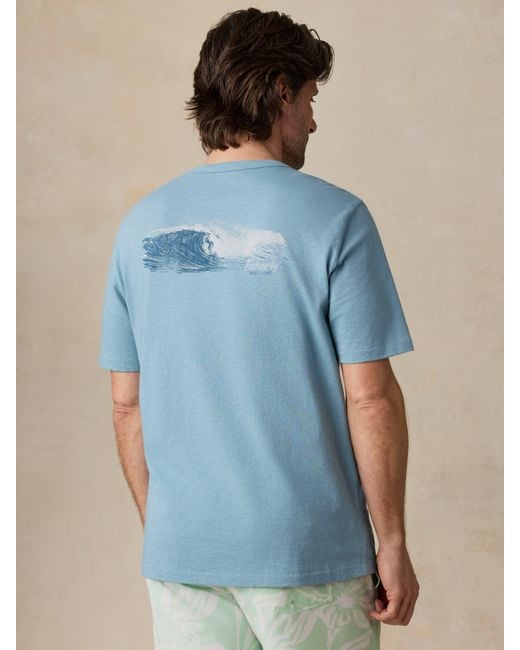 Faherty Brand Blue Sunwashed Regenerative Graphic T-Shirt for men
