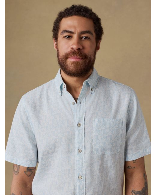 Faherty Brand Blue Short-Sleeve Breeze Shirt for men
