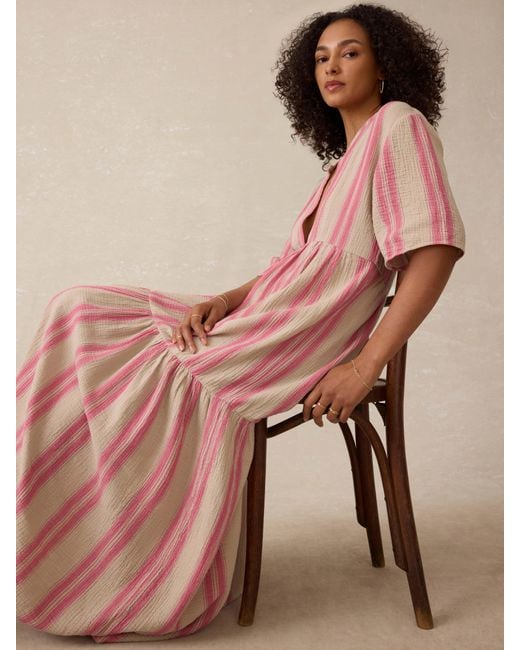 Faherty Brand Pink Dune Cotton Gauze Wesley Dress
