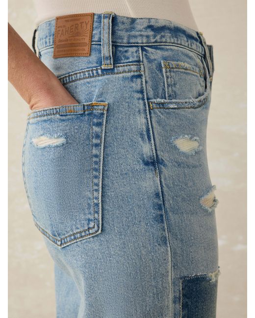 Faherty Brand Blue 90S Crop Patchwork Jean