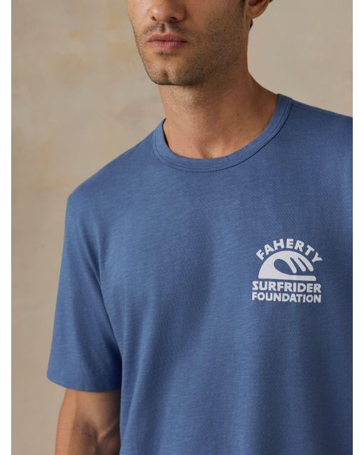 Faherty Brand Blue X Surfrider Sunwashed Regenerative T-Shirt for men